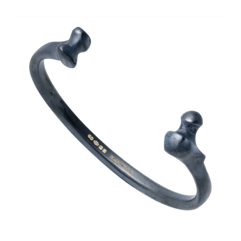 Silver Bone Bangle (oxidized)