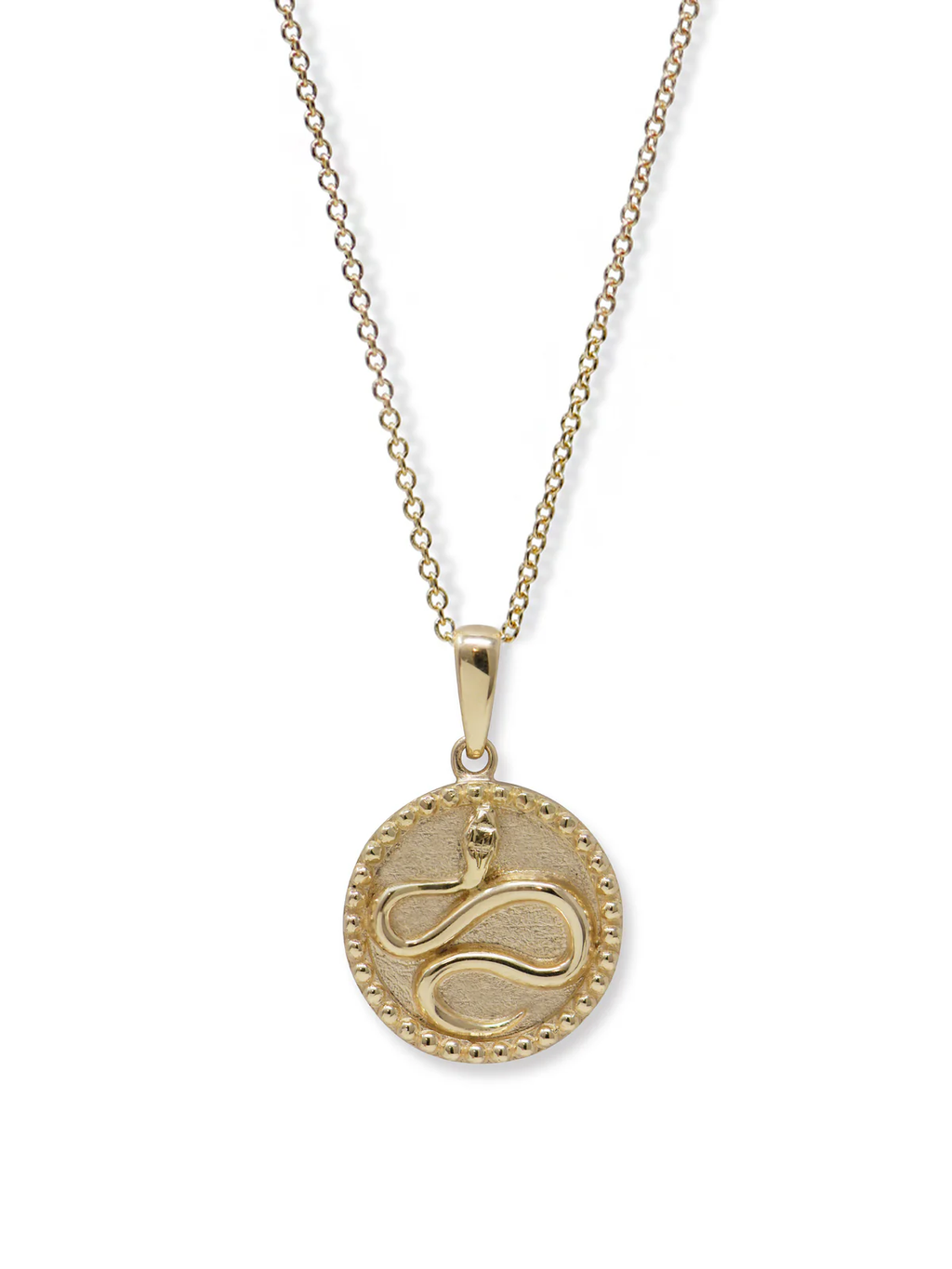 14 Karat Yellow Dew Drop Year of The Snake Medallion Necklace