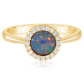 14 Karat Yellow Gold Opal Halo Ring