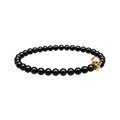 Onyx Bead Stretch Bracelet with Vermeil Skull Detail