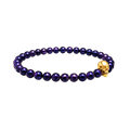 Lapis Lazuli Bead Stretch Bracelet with Rose Gold Plated Skull Detail