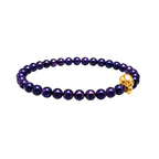 Lapis Lazuli Bead Stretch Bracelet with Rose Gold Plated Skull Detail