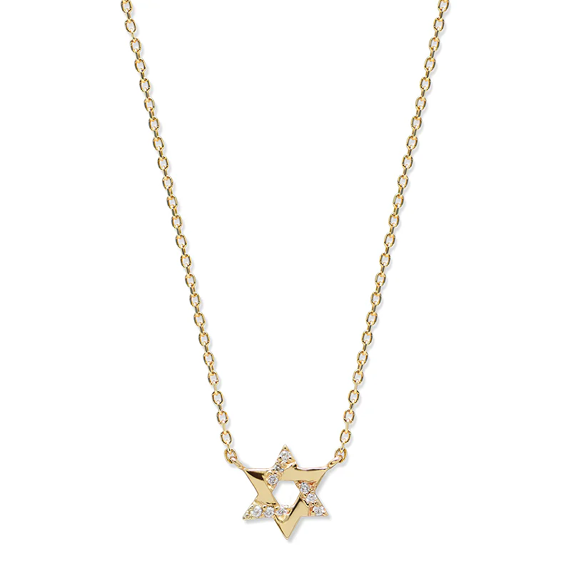 14 Karat Love Letter Pave Star of David Necklace