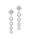 Silver Aztec Graduated Starburst Earrings Clear Topaz