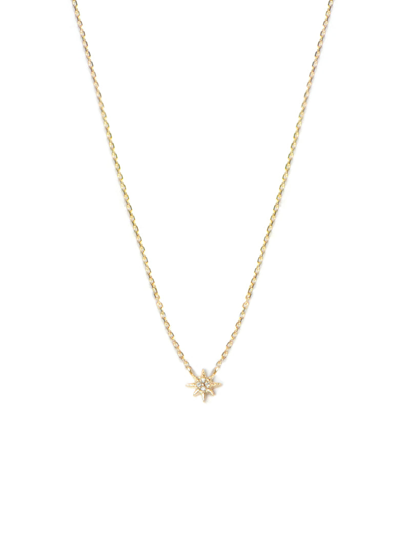 14 Karat Gold Micro Aztec North Star Necklace