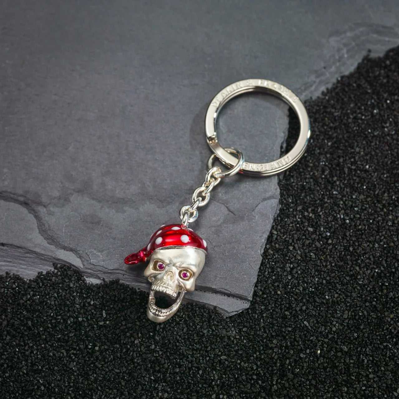 Red Bandana Skull Key Ring