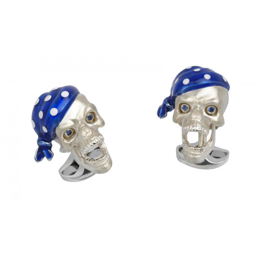 Silver Skull with Bandanas Cufflinks