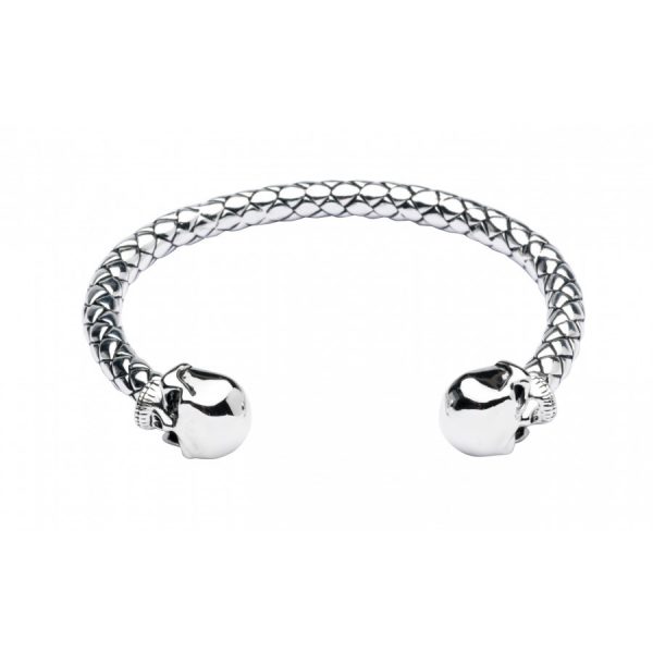 Silver Skull Bracelet (Torque)