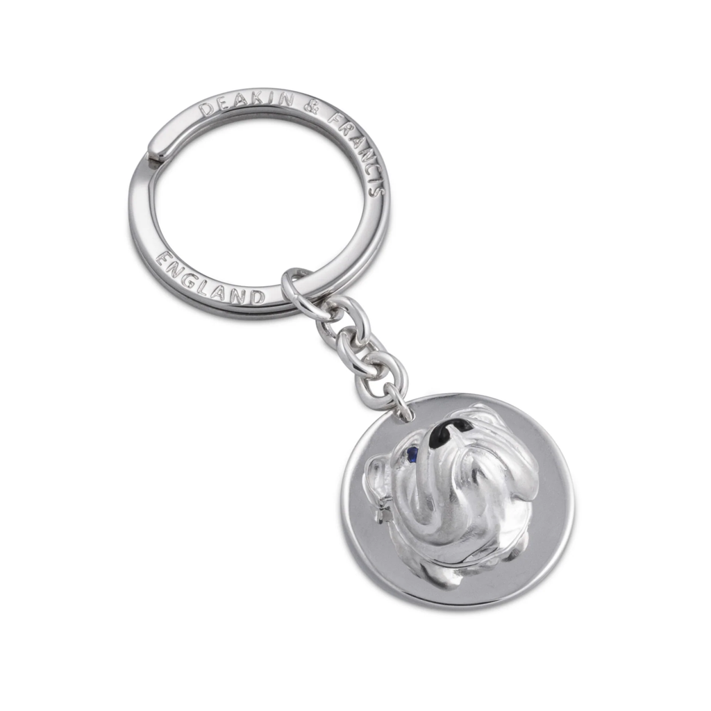 Silver English Bulldog Key Ring