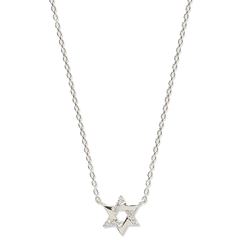 Silver Love Letter Pave Star of David Necklace