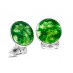 Silver Winter Haze Enamel Cufflinks in Green