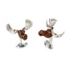 Silver Brown Moose Head Cufflinks