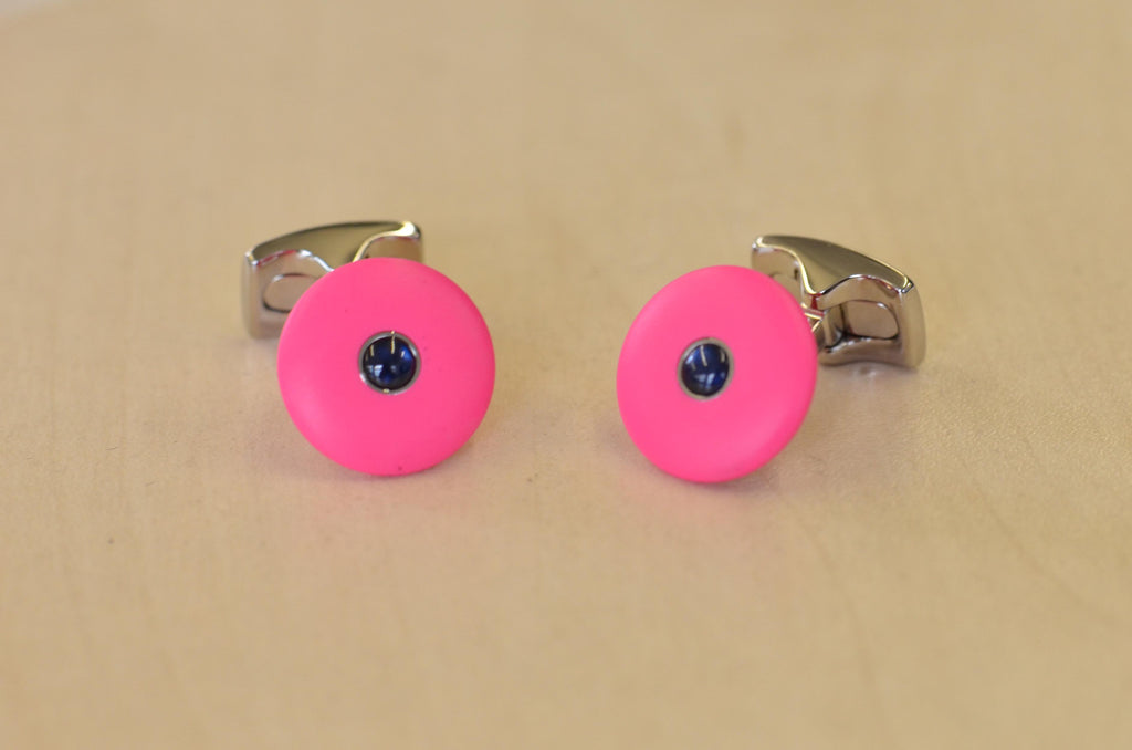 Round Pink Cufflinks from the 'Brights'