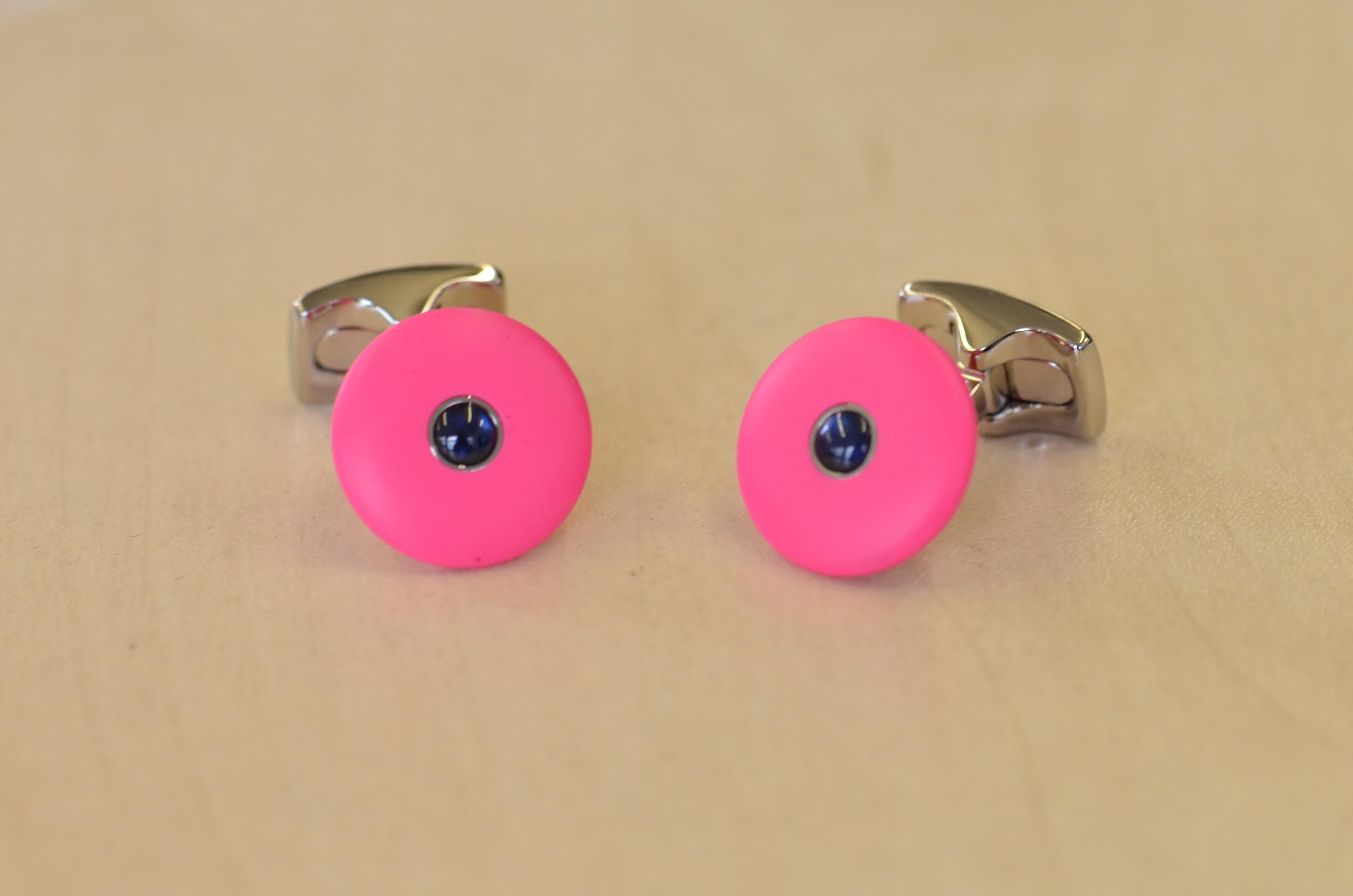 Round Pink Cufflinks from the 'Brights'