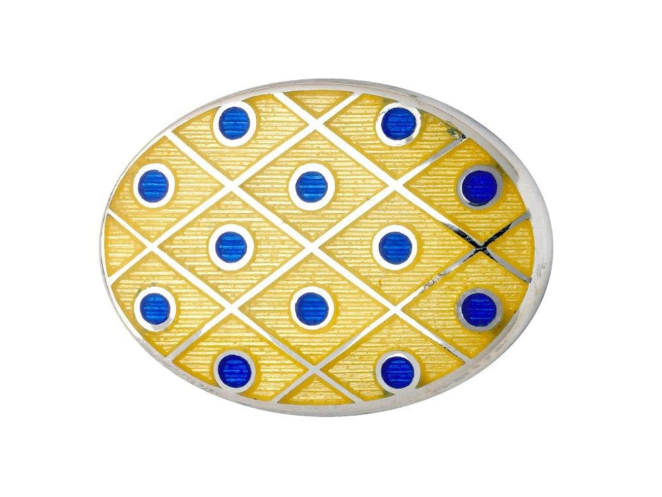 Silver Yellow & Royal-blue Spot Cufflinks