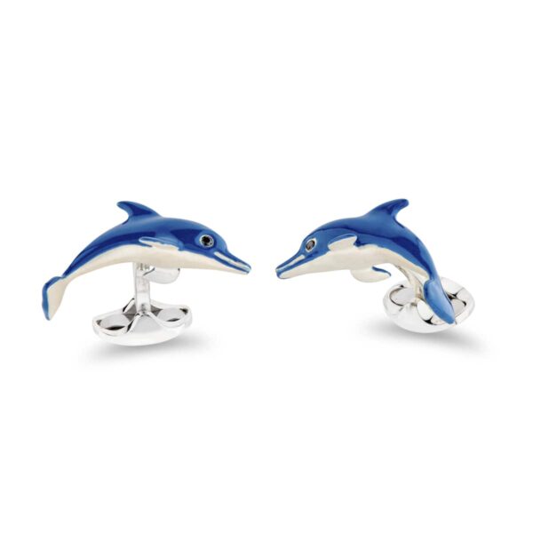 Silver & Enamel Dolphin Cufflinks