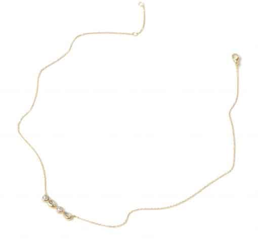 Classique Linéa Micro Bar Necklace - Moonstone, Clear Topaz & Gold