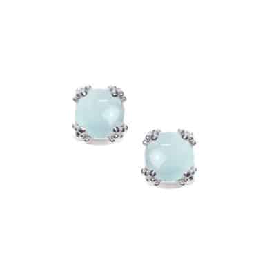 Silver and Aquamarine Dew Drop Cluster Studs