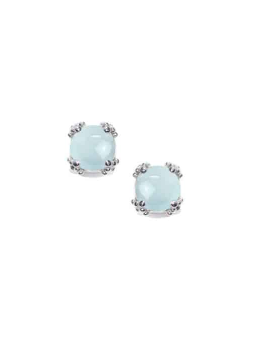 Silver and Aquamarine Dew Drop Cluster Studs