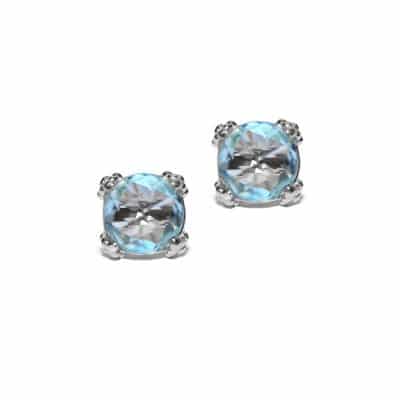 Silver and Blue Topaz Dew Drop Cluster Studs