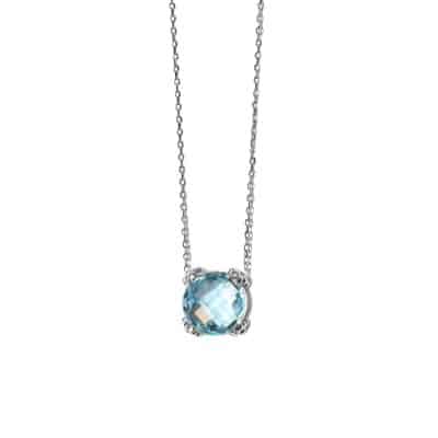 Silver and Blue Topaz Dew Drop Cluster Necklace
