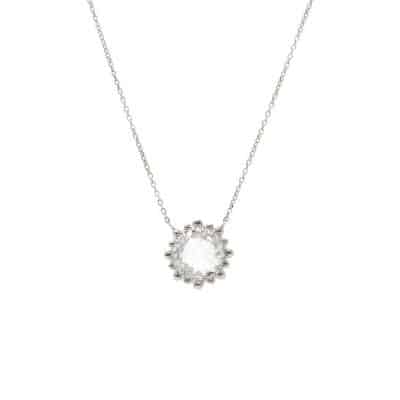 Silver and White Topaz Round Dew Drop Necklace