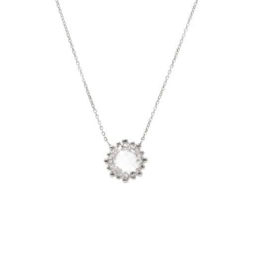 Silver and White Topaz Round Dew Drop Necklace