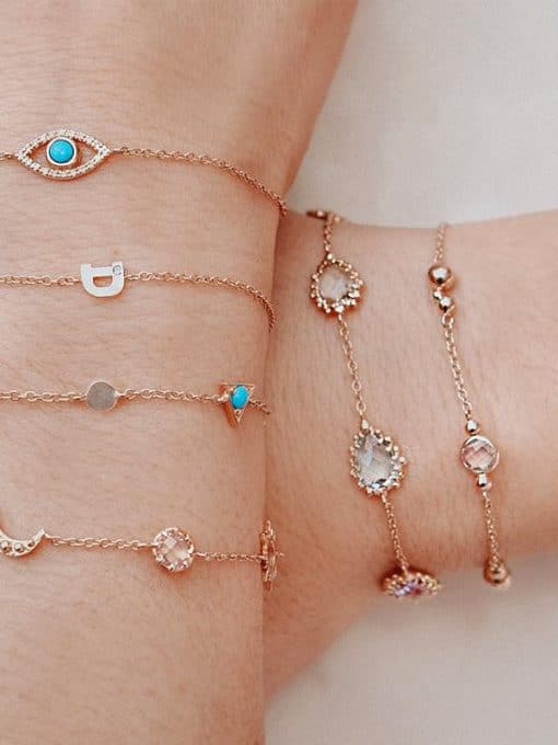 Anzie Gold Lifesaver Dew Drop Bracelet with Multi-Coloured Gemstones