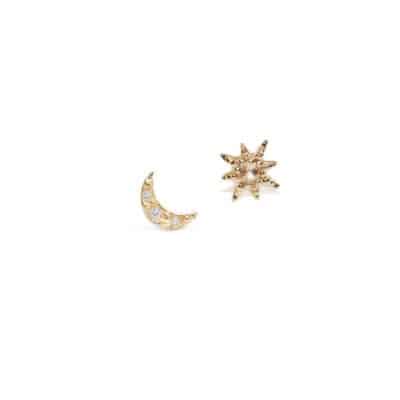 Gold Aztec Moon Crescent and Starburst Mix Studs