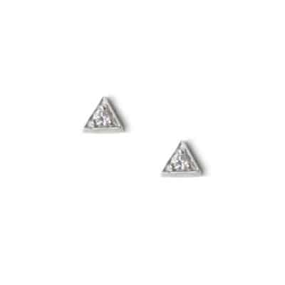 Silver and White Sapphire Aztec Cléo Triangle Studs