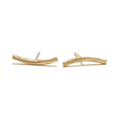 10 Karat Yellow Gold Long Brushed Bar Studs