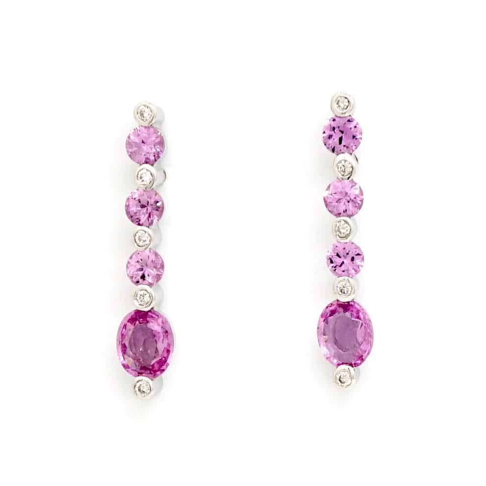 Pink Sapphire And Diamond Drop Earrings Atelier Lou 2570