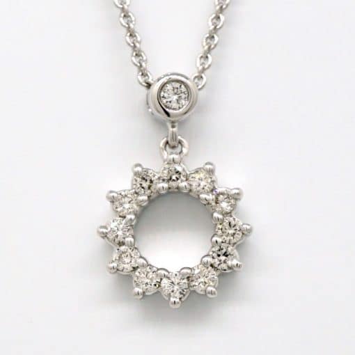 14 Karat White Gold Circular Pendant Necklace