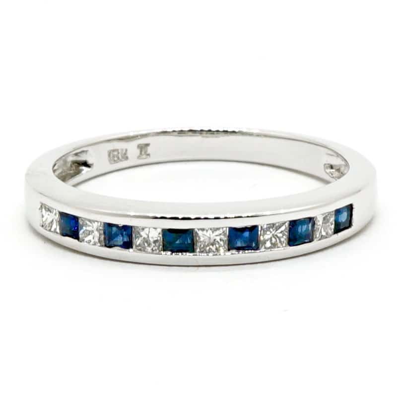 14K White Gold Sapphire And Diamond Ring By Samuel Aaron