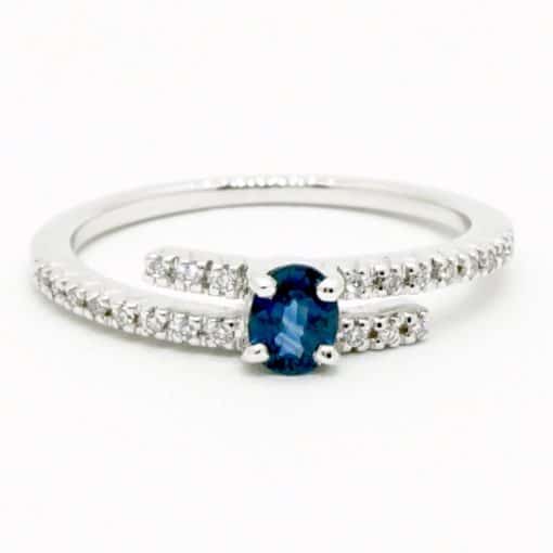 Sapphire and Diamond Dual Shank Ring