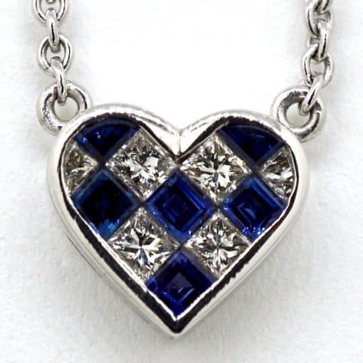 Sapphire & Diamond Heart Pendant