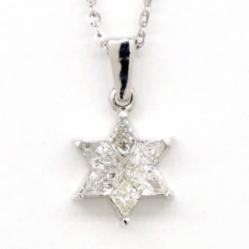 18 Karat White Gold Invisibly Set Diamond Star of David