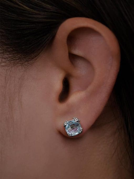 Mini Silver and White Topaz Dew Drop Cluster Studs