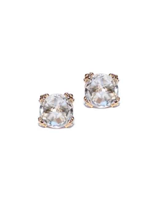 Gold and Clear Topaz Dew Drop Cluster Studs