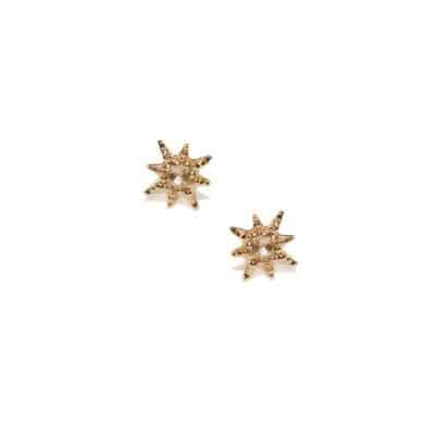 Gold Clear Topaz Aztec Starburst Studs