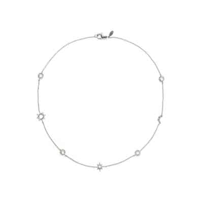 Silver and White Topaz Micro Celestial Necklace