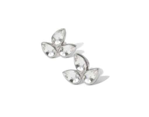 Anzie Silver and White Topaz Mini Bouquet Studs