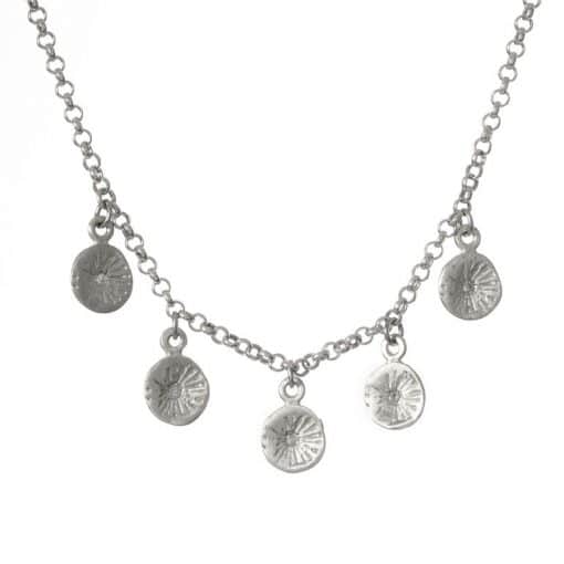 Silver Astrid 5 Charm Necklace with Diamonds