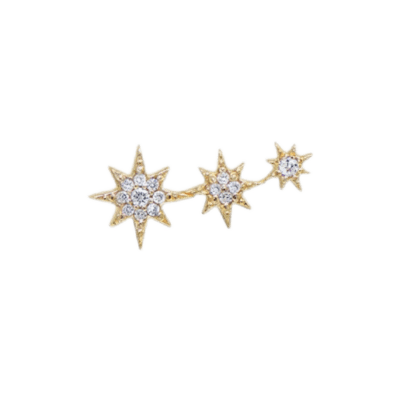 Gold Aztec North Star Trio Stud