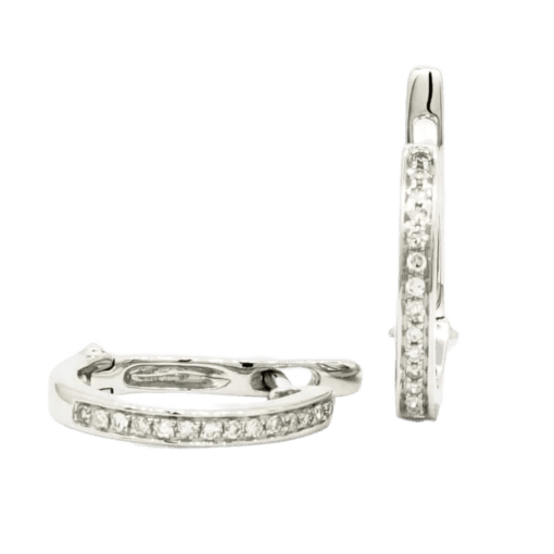 14 Karat White Gold Diamond Hoop Earrings