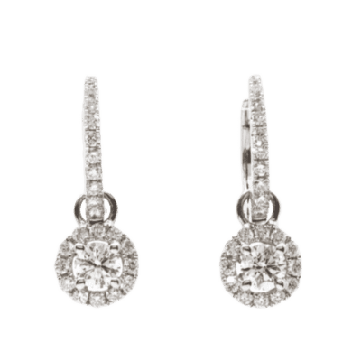 18 Karat White Gold Diamond Drop Earrings