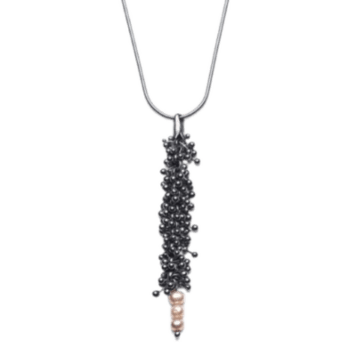 Oxidized Silver ShikShok Pendant with Pearls