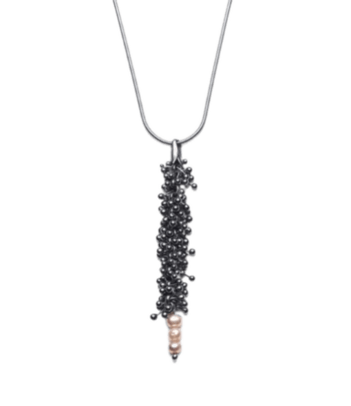 Oxidized Silver ShikShok Pendant with Pearls