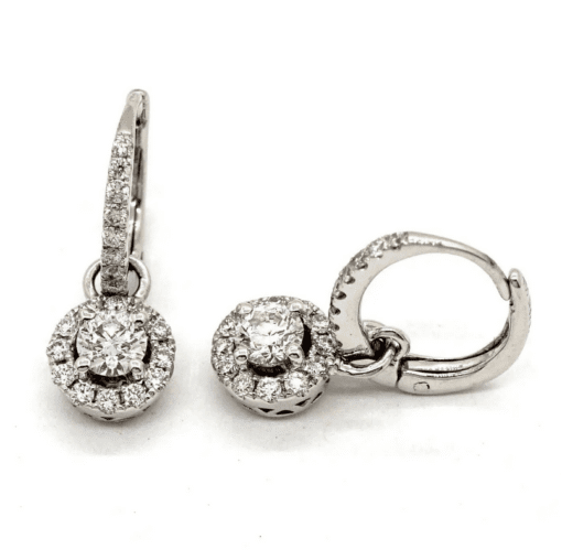 18 Karat White Gold Diamond Drop Earrings