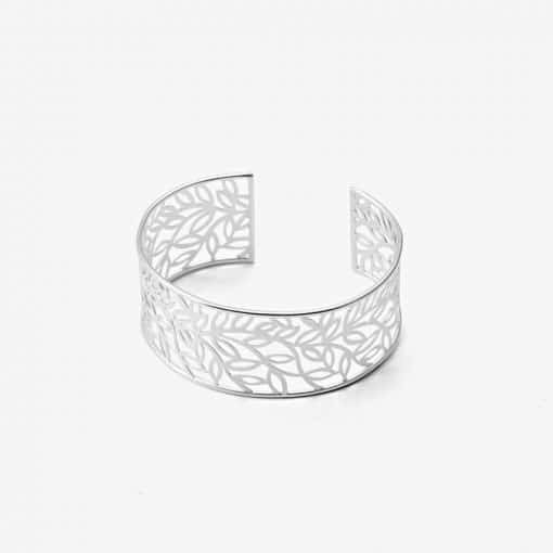 Silver Leaf Collage Cuff Bracelet